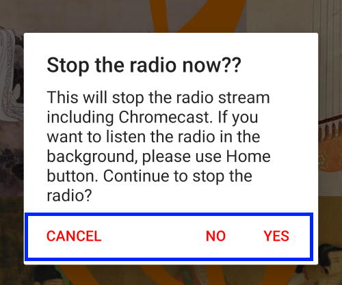 cast Chinese Music Radio to Chromecast or Google Home: exit the app